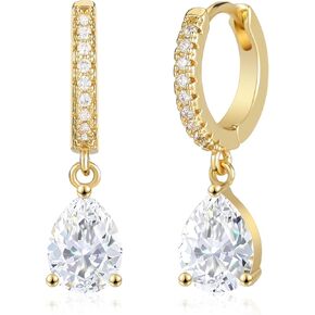 Small Hoop Earrings for Women, 18k Gold Plated Huggie Dangle Earrings Dainty Green Drop Earrings Jewelry For Women Gift