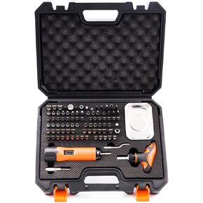 KNINE OUTDOORS Precision 1/4" Torque Screwdriver Set Adjustable from 10 to 70 In-Lbs Engineering Repair Kit Maintenance Tools with T-BAR Ratchet Screwdriver, Set of 92 pieces