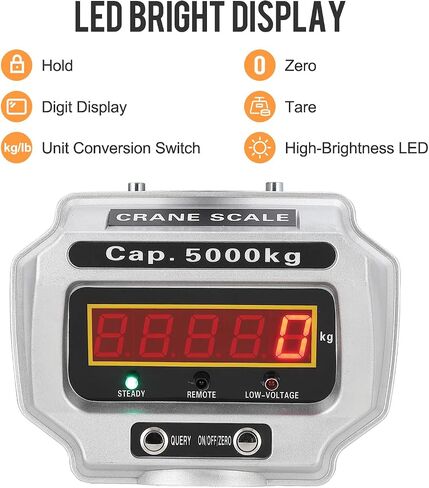 ميزان معلق، 11000 رطل (5000 كجم) ميزان صناعي عالي التحمل مع جهاز تحكم عن بعد، شاشة LED، مقياس رافعة إلكتروني عالي الدقة من الألومنيوم للمزرعة والبناء والمصنع in Saudi Arabia