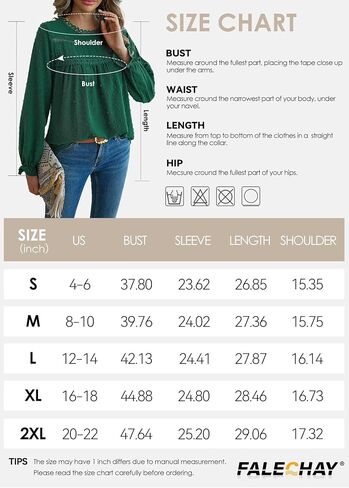 Womens Tops Long Ruffle Sleeve Shirts For Women Cute Crewneck Blouse Dressy Casual Swiss Dot Crochet Hollow Top 2024 in Kuwait