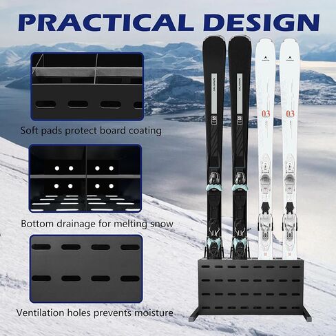 Ski Rack, Metal Snowboard Rack for 4 Skis, Heavy Duty Freestanding Floor Stand Ski Storage in Kuwait