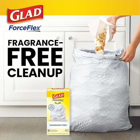 Glad ForceFlex Drawstring Trash Bags, 13 Gal, Fragrance Free, 110 Ct, Pack May Vary in Saudi Arabia