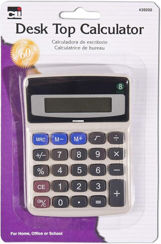 Charles Leonard Hand Held Calculator, Battery and Solar Powered with 8 Digit Display, Assorted Colors (39100) in Kuwait