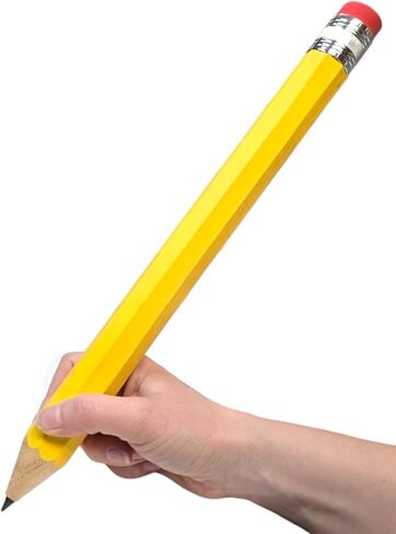 Giant Pencil 15" (4 Colors Available: Orange, Yellow, Blue and Green) Real Wood. Already Sharpened. Large Wooden Jumbo Pencils with Pink Top Erasers (Blue (1 Pencil)) in Saudi Arabia