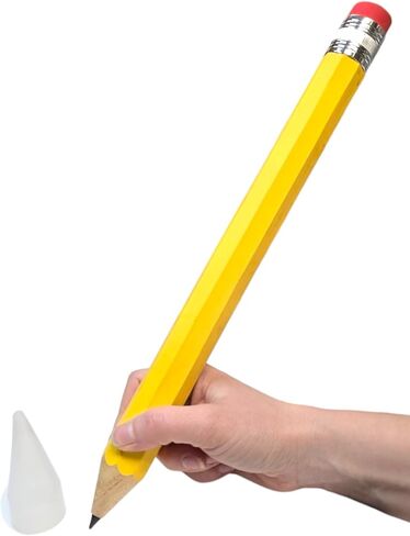 Giant Pencil 15" (4 Colors Available: Orange, Yellow, Blue and Green) Real Wood. Already Sharpened. Large Wooden Jumbo Pencils with Pink Top Erasers (Blue (1 Pencil)) in Saudi Arabia