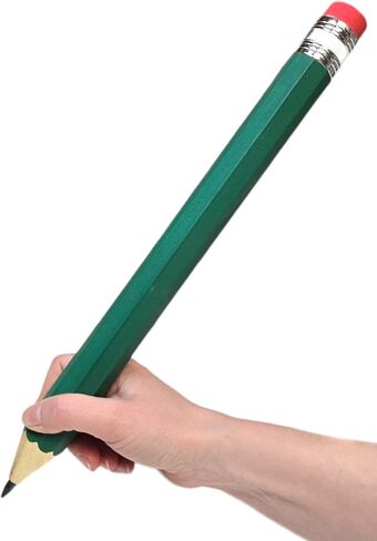Giant Pencil 15" (4 Colors Available: Orange, Yellow, Blue and Green) Real Wood. Already Sharpened. Large Wooden Jumbo Pencils with Pink Top Erasers (Blue (1 Pencil)) in Saudi Arabia