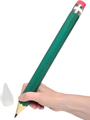 Giant Pencil 15" (4 Colors Available: Orange, Yellow, Blue and Green) Real Wood. Already Sharpened. Large Wooden Jumbo Pencils with Pink Top Erasers (Blue (1 Pencil)) in Saudi Arabia
