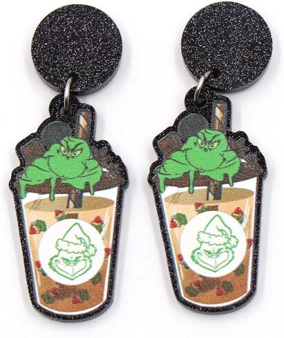 Acrylic Christmas Earrings Punk Style Green Monster Santa Dangle Earrings for Women Gothic Earrings Jewelry Gift in Saudi Arabia