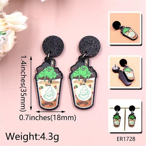 Acrylic Christmas Earrings Punk Style Green Monster Santa Dangle Earrings for Women Gothic Earrings Jewelry Gift in Saudi Arabia