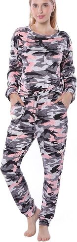 Women’s Pajamas Set Printed Soft Long Sleeve Pockets Sleepwear Nightwear Pjs Lounge Sets in Saudi Arabia