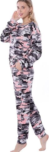 Women’s Pajamas Set Printed Soft Long Sleeve Pockets Sleepwear Nightwear Pjs Lounge Sets in Saudi Arabia