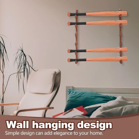 2 Pcs Baseball Bat Wall Mount Display Rack with 6 Holders Horizontal Baseball Bat Holder Wooden Bat Rack with Hidden Holes Screws Anchor for Hockey Stick Memorabilia Collectible Hanger Stand in Saudi Arabia