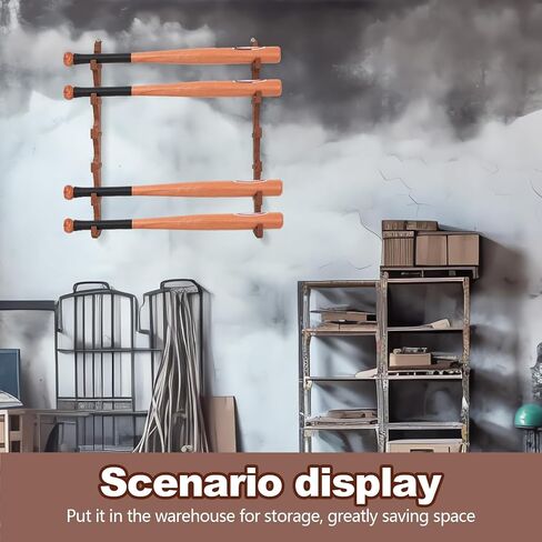 2 Pcs Baseball Bat Wall Mount Display Rack with 6 Holders Horizontal Baseball Bat Holder Wooden Bat Rack with Hidden Holes Screws Anchor for Hockey Stick Memorabilia Collectible Hanger Stand in Saudi Arabia