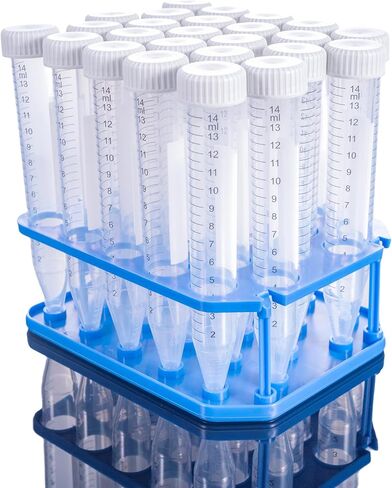 15mL Centrifuge Tubes with 5-Color Screw Caps,Racked[2Recycle Racks*25Tubes],USP VI Grade Polypropylene,Max RCF 12,000xg,Gamma Sterile,PCR Clean,Autoclavable(50PCS, 15mL Racked) in Saudi Arabia