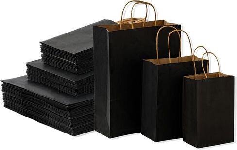 Moretoes 100pcs Brown Paper Bags with Handles Assorted Sizes Mixed Sizes Bulk Kraft Paper Gift Bags Take Out Bags for Business, Merchandise, Shopping, Retail, Favors Grocery in Saudi Arabia