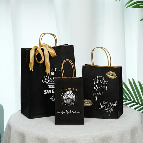 Moretoes 100pcs Brown Paper Bags with Handles Assorted Sizes Mixed Sizes Bulk Kraft Paper Gift Bags Take Out Bags for Business, Merchandise, Shopping, Retail, Favors Grocery in Saudi Arabia