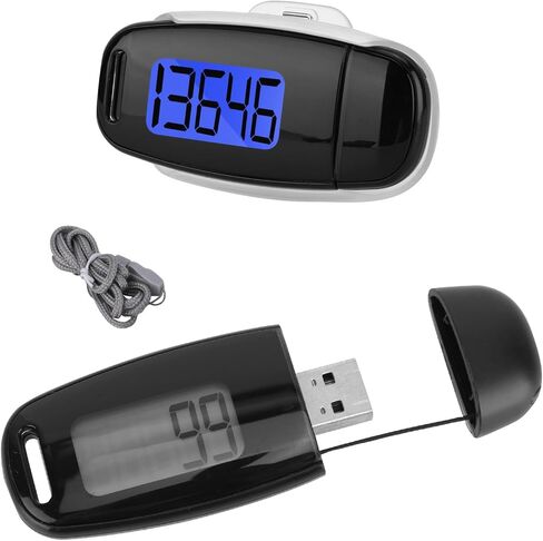 عداد الخطى ثلاثي الأبعاد للمشي، مشبك عداد الخطى قابل لإعادة الشحن عبر USB، عداد خطوات بسيط مع إضاءة خلفية، مشبك وحبل قابل للفصل، وقت التمرين، مراقب الهدف اليومي للرجال والنساء والمراهقين وكبار السن in Kuwait