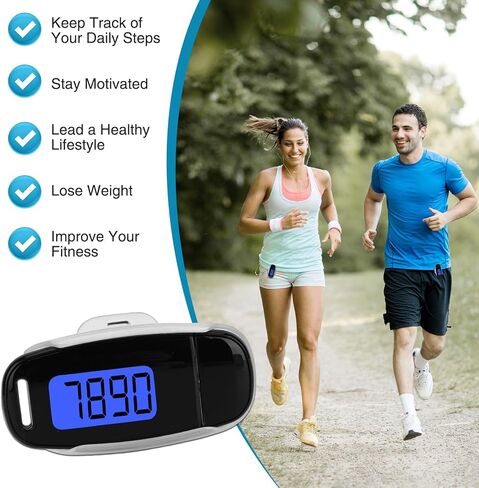 عداد الخطى ثلاثي الأبعاد للمشي، مشبك عداد الخطى قابل لإعادة الشحن عبر USB، عداد خطوات بسيط مع إضاءة خلفية، مشبك وحبل قابل للفصل، وقت التمرين، مراقب الهدف اليومي للرجال والنساء والمراهقين وكبار السن in Kuwait