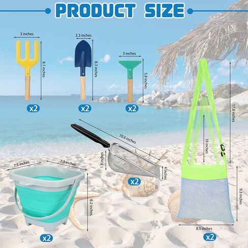 مجموعة ألعاب رمل الشاطئ من Mototo مكونة من 6 قطع مع دلو شاطئ قابل للطي ومجرفة شبكية وحقيبة صدف للشاطئ وشوكة مجرف لالتقاط الأصداف وغربلة الرمال والأنشطة الصيفية الممتعة in Kuwait