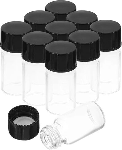 10Pcs 20 mL Clear Glass Sample Vials, 5 Dram Borosilicate Glass Vial with Screwcap, PE Liner Sample Containers Lab Vial Liquid Sampling Glass Oil Bottle in Kuwait