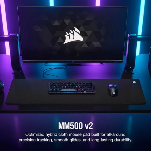 Corsair MM500 v2 Hybrid Cloth Gaming Large Mouse Pad – 45cm x 40cm – Spill-Proof Coating – Anti-Fray Stitched Edges – Non-Slip Rubber Base – Black in Saudi Arabia