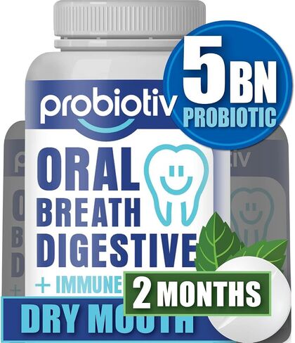Oral Probiotics for Mouth Bad Breath 5 Billion CFU – Chewable Dental Probiotic for Teeth and Gums & Fresh Breath, Combats Dry Mouth, Halitosis & Supports Gut Health (30 Count (Pack of 1)) in Kuwait