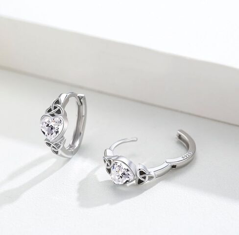 Celtic Knot Earrings Heart Hoops S925 Sterling Silver Irish Earrings Cartilage Hoop Earrings Small Hoop Earrings for Women in Kuwait