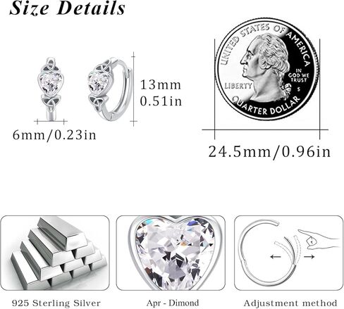 Celtic Knot Earrings Heart Hoops S925 Sterling Silver Irish Earrings Cartilage Hoop Earrings Small Hoop Earrings for Women in Kuwait