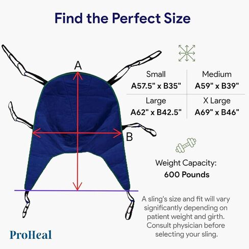 ProHeal Universal Lift U Sling, Large, 62" x 42.5" - Polyester Divided Leg Slings for Patient Lifts - Compatible with Hoyer, Invacare, McKesson, Drive, Lumex, Joerns and More in Saudi Arabia