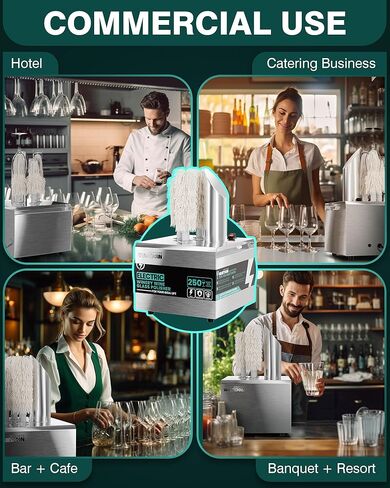 آلة تلميع زجاج النبيذ - 3 فرش 250 كوب / ساعة مجفف أوتوماتيكي كهربائي تجاري مع 304 من الفولاذ المقاوم للصدأ، 100% قطن، طاقة عالية 1150 وات، تجفيف بالهواء 140 درجة فهرنهايت لمطبخ البار والمطعم in Kuwait