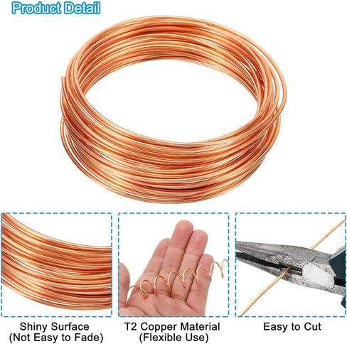 PATIKIL 99.9% Soft Copper Wire, 1Pcs 15Gauge/1.5mm Diameter 6m/19.68ft Spool Pure Copper Craft Wire for Jewelry Making Beading Garden Plants in Saudi Arabia