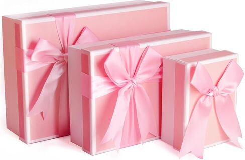 Airuisike Black Gift Boxes with Gold Ribbons & Bows - (3 Sizes) Sturdy Gift Boxes with Lids for Presents - Elegant Gift Wrapping Boxes for Birthdays, Holidays, Anniversaries, and More in Saudi Arabia