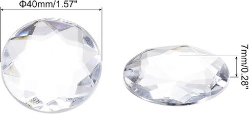 MECCANIXITY Flat Back Round Acrylic Rhinestones,40mm Yellow Flatback Crystal Rhinestones for Crafts Clothes Shoes DIY Decoration Gifts 10Pcs in Saudi Arabia