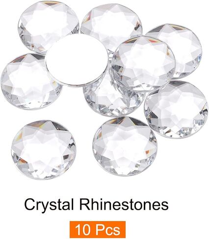 MECCANIXITY Flat Back Round Acrylic Rhinestones,40mm Yellow Flatback Crystal Rhinestones for Crafts Clothes Shoes DIY Decoration Gifts 10Pcs in Saudi Arabia