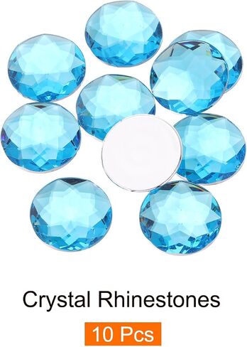 MECCANIXITY Flat Back Round Acrylic Rhinestones,40mm Yellow Flatback Crystal Rhinestones for Crafts Clothes Shoes DIY Decoration Gifts 10Pcs in Saudi Arabia