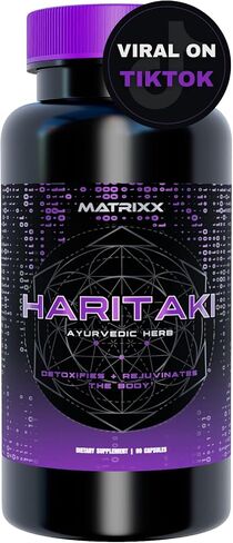 Matrixx Organic Haritaki Capsules - 1000mg Terminalia Chebula Powder – Supports Detoxification & Rejuvenation, Internal Cleansing, Liver detox – 90 Capsules | Vegan Gluten-Free Third Eye Supplement in Saudi Arabia