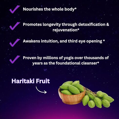 Matrixx Organic Haritaki Capsules - 1000mg Terminalia Chebula Powder – Supports Detoxification & Rejuvenation, Internal Cleansing, Liver detox – 90 Capsules | Vegan Gluten-Free Third Eye Supplement in Saudi Arabia