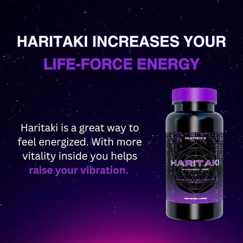 Matrixx Organic Haritaki Capsules - 1000mg Terminalia Chebula Powder – Supports Detoxification & Rejuvenation, Internal Cleansing, Liver detox – 90 Capsules | Vegan Gluten-Free Third Eye Supplement in Saudi Arabia