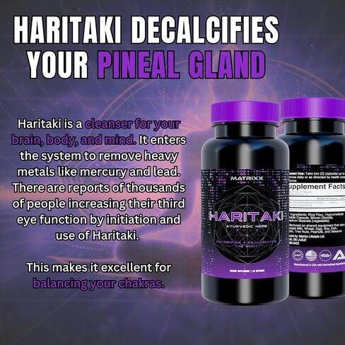 Matrixx Organic Haritaki Capsules - 1000mg Terminalia Chebula Powder – Supports Detoxification & Rejuvenation, Internal Cleansing, Liver detox – 90 Capsules | Vegan Gluten-Free Third Eye Supplement in Saudi Arabia