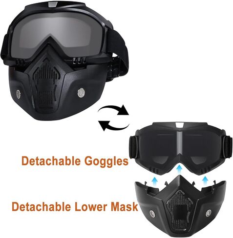 Motorcycle Half Helmet, Adjustable Helmet with Mask for Adults, Black Cruiser Scooter Dirt Bike UTV ATV Helmet in Saudi Arabia
