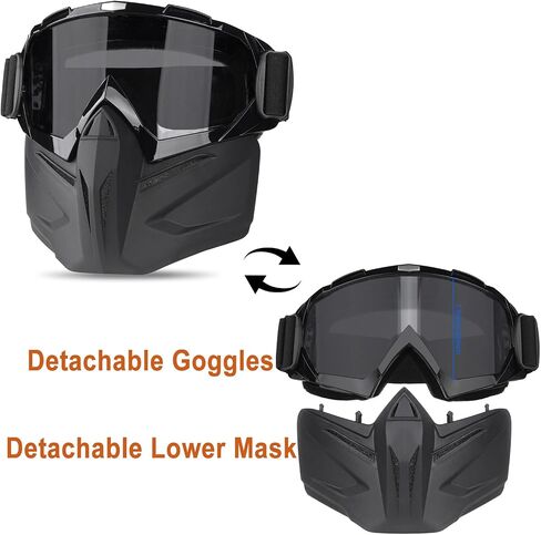 Motorcycle Half Helmet, Adjustable Helmet with Mask for Adults, Black Cruiser Scooter Dirt Bike UTV ATV Helmet in Saudi Arabia