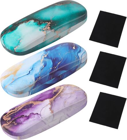 Clrueyitg 3pcs Hard Shell Glasses Case Eyeglasses Case Protective Case with Cleaning Cloth for Men Women Sunglasses in Saudi Arabia
