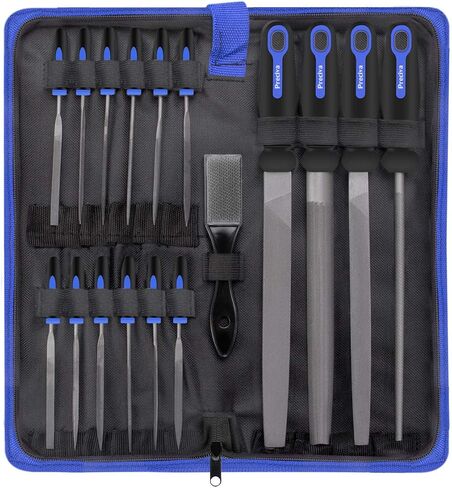 Preciva 18PCS File Set, 18 in1 High Carbon Steel Multipurpose File Set Includes 4PCS Flat/Triangle/Half-Round/Round Large File & 12PCS Needle File & Brush & Portable Bag. in Saudi Arabia