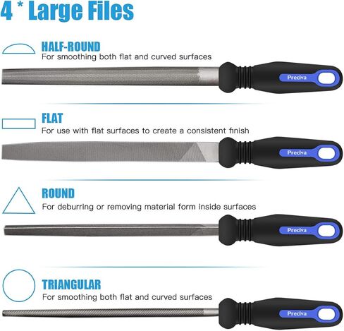 Preciva 18PCS File Set, 18 in1 High Carbon Steel Multipurpose File Set Includes 4PCS Flat/Triangle/Half-Round/Round Large File & 12PCS Needle File & Brush & Portable Bag. in Saudi Arabia