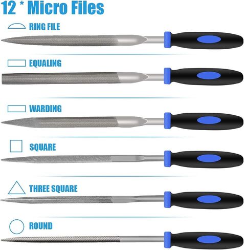 Preciva 18PCS File Set, 18 in1 High Carbon Steel Multipurpose File Set Includes 4PCS Flat/Triangle/Half-Round/Round Large File & 12PCS Needle File & Brush & Portable Bag. in Saudi Arabia