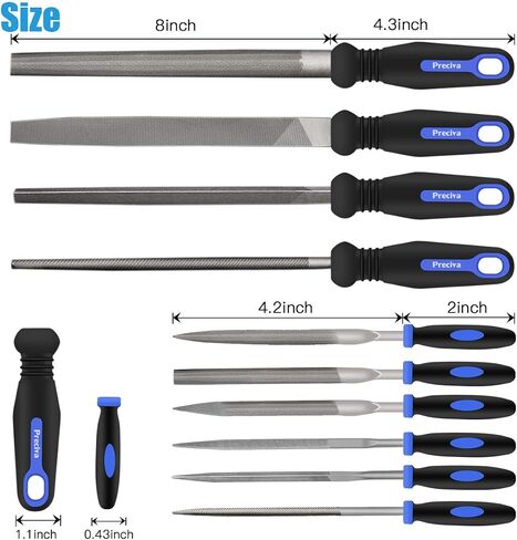 Preciva 18PCS File Set, 18 in1 High Carbon Steel Multipurpose File Set Includes 4PCS Flat/Triangle/Half-Round/Round Large File & 12PCS Needle File & Brush & Portable Bag. in Saudi Arabia