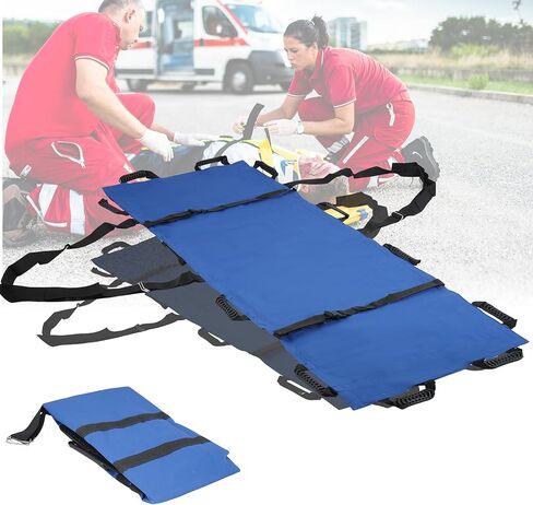 Portable Transport Stretcher with 12 Reinforced Handles, Reusable & Washable Patient Transfer Sheet, Folding Travel Size Stretcher, Patient Animal Large Dogs Mover for Emergency Situations Aid in Kuwait
