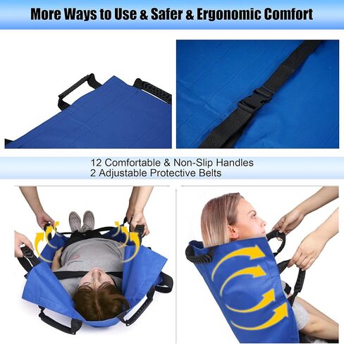Portable Transport Stretcher with 12 Reinforced Handles, Reusable & Washable Patient Transfer Sheet, Folding Travel Size Stretcher, Patient Animal Large Dogs Mover for Emergency Situations Aid in Kuwait