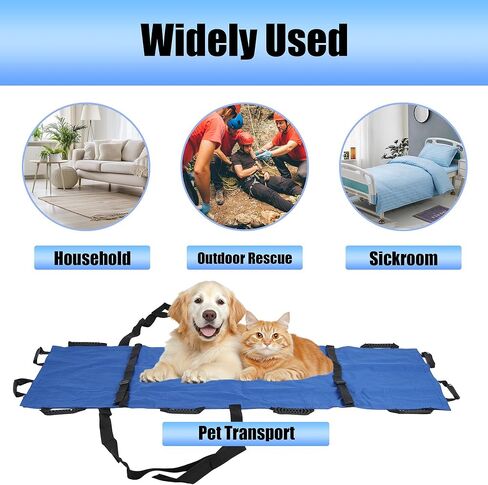 Portable Transport Stretcher with 12 Reinforced Handles, Reusable & Washable Patient Transfer Sheet, Folding Travel Size Stretcher, Patient Animal Large Dogs Mover for Emergency Situations Aid in Kuwait