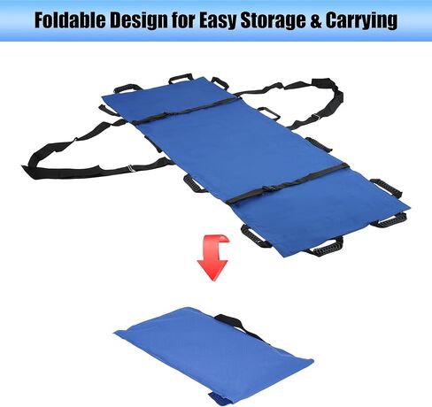 Portable Transport Stretcher with 12 Reinforced Handles, Reusable & Washable Patient Transfer Sheet, Folding Travel Size Stretcher, Patient Animal Large Dogs Mover for Emergency Situations Aid in Kuwait